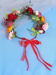 1件优雅花朵发箍，浪漫藤蔓花冠，粉色公主发饰，适合海滩、露营、婚礼等场合佩戴 - 彩色 - 查看 19