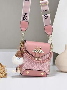 2 Peças Conjunto de Bolsas Miniatura para Celular - Bolsas de Ombro e Transversal com Estampa da Moda