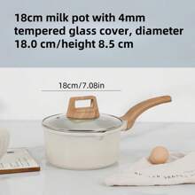 Non Stick Ceramic Cookware Set, Healthy Pot And Flat Bottomed Pot Set, Kitchen Cooking Set, With A Cool Handle To Keep It Cool, Ceramic Non Stick Stew Pot With Lid, White Granite Coating, Free Of PFOS/PFAS