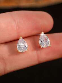 3pcs/Set Fashionable Luxury Water-Drop Cubic Zirconia Women Earrings Necklace Jewelry Sets For Wedding Party Daily Wear