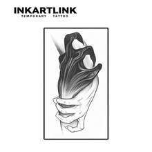 INKARTLINK 临时纹身贴纸，黑暗深渊手握，命中注定的感觉，防水耐用，纹身，假纹身，持续15天，半永久纹身，纹身贴纸 - 黑色 - 查看 4