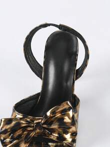 香槟色豹纹方头细高跟鞋，舒适百搭时尚性感派对晚礼服高跟鞋，修身显腿长