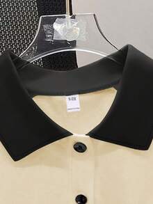 1pc Tween Boys' Casual Printed Polo Collar Short Sleeve T-Shirt Childlike Five-Pointed Star Black Bull Head Cartoon Print Pullover Polo Collar Boys Clothes Kids Spring And Summer New - Apricot - View 4