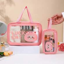 New Dry Wet Separation Cute Wash Bag, Large Capacity Travel Storage, Portable Bathing, Swimming, Beach Storage, Cosmetics Waterproof Bag Three Pieces Set Graduation