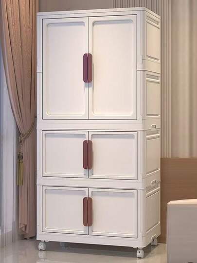 5/4/3/2/1层简易衣柜卧室组装成人婴儿衣服收纳柜折叠加厚塑料儿童储物整理柜