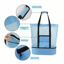 Nova Bolsa de Praia, Bolsa de Viagem e Piquenique ao Ar Livre, Bolsa de Praia Térmica e Preservante de Gelo, Bolsa de Praia de Tela Criativa Multifuncional com Bolsa de Gelo, Essencial para Viagens de Verão