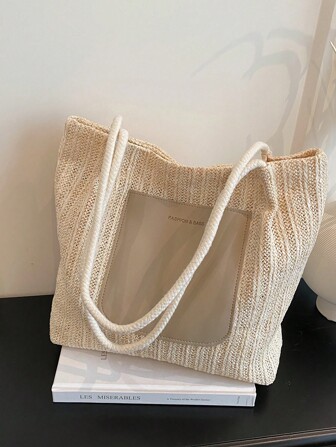 2025新款夏季草编托特包大容量编织单肩包高品质小众托特包