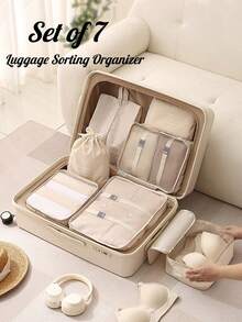 7pcs Travel Portable Luggage Packing Cubes College Dorm Essentials, Stuff Bag Storage Bag Clothes Storage Clothes Organizer Travel Bag Set Travel Organizer Set For Travel College Dorm School Vacation Holiday Suitcase Luggage Back To School Travel Essentials Travel Accessories - Multicolor - View 2