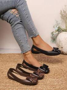 Chaussures plates à enfiler pour femmes, printemps/automne. Mocassins noirs/marrons à la mode avec décoration de nœud pailleté. Plates-formes élégantes et décontractées à porter toute l'année