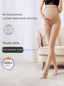 1 Pair Maternity Opaque Tights, Thick Black Pregnant Women Leggings, Autumn/Winter - Black - View 4
