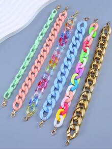 6 件时尚铝链和亚克力链装饰帽链（不含帽子，颜色随机） - 彩色 - 查看 16