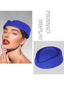 1 件欧洲、美国、英国复古空姐风格女士毡羊毛贝雷帽，优雅女士茶会帽，适合婚礼、派对、仪式、休闲装，四季皆宜