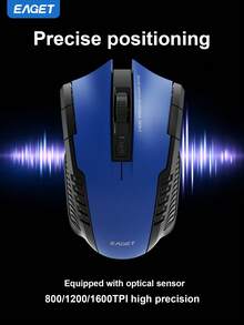 EAGET 静音无线鼠标，可调节 4 档 DPI (800/1200/1600)，防汗纹理，适用于办公室和家用电脑 - 複色 - 查看 6