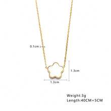 1pc Luxury Flower Pendant Necklace, Natural Shell & Clover Charm, Suitable For Daily Wear - White - View 2