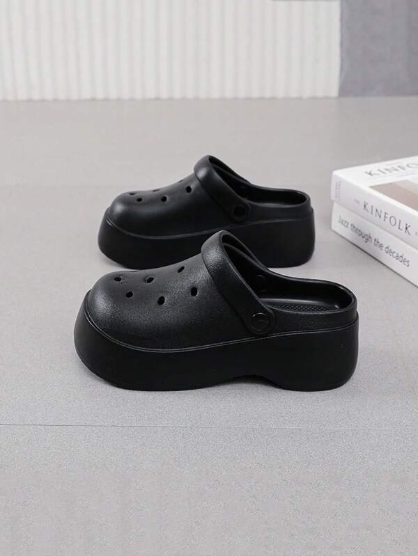Women's Hollow Out Platform Sandals, Minimalist Fashion Versatile Ladies Garden Shoes, New Thick Soft Bottom Beach Slippers, Suitable For Student, Home And Outdoor Wear