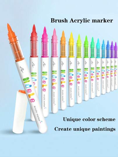 8 pezzi/Box Pennarelli acrilici, penne a becco morbido con design a nido d'ape, pennarelli alla moda per graffiti e pittura in diversi materiali scolastici, regali di cancelleria per patatine fritte, regalo per il ritorno a scuola