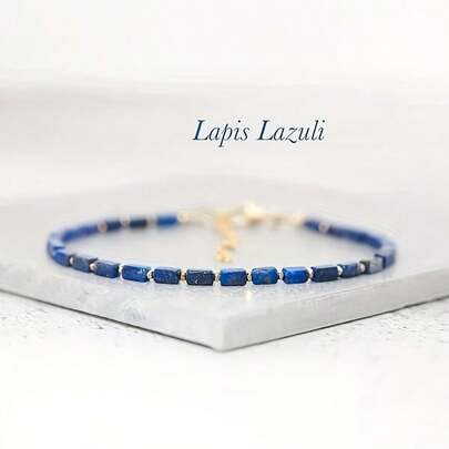 1 Stück Boho Lapislazuli Würfelarmband, blaues schlichtes modisches Damen-Armband