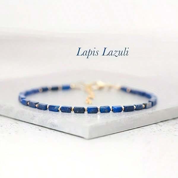 1PC Bohemian Lapis Lazuli Cuboid Bracelet Blue Simple Fashion Women's Bracelet