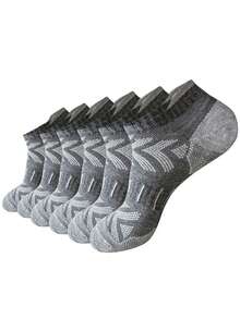 6 Pairs Men's Breathable, Odor-Resistant, Sweat-Wicking Mesh Knitted Socks With Geometric Diamond Pattern, Dual-Color Stripe Quilting, Soft & Comfortable, Suitable For All Seasons - Multicolor - View 10