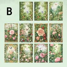 1 Booklet Of 30 Sheets Floral Dream Background Papers, Vintage Flowers, Butterflies, Garden, Figures, Scrapbooking, Decorations, Planner Background,School Supplies,Back To School
