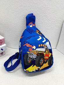 1pc Mini Nylon Car Pattern Zipper Closure Waist Bag/Coin Purse, Suitable For All Seasons - Casual Chest Bag - View 4