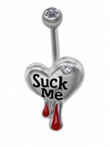 1 Heart-Shaped Navel Ring, Puncture Navel Nail, Navel Accessory, English Letter Navel Ring, Female Body Accessory, Daily Wear, Party Accessory, Accessory - Multicolor - View 7