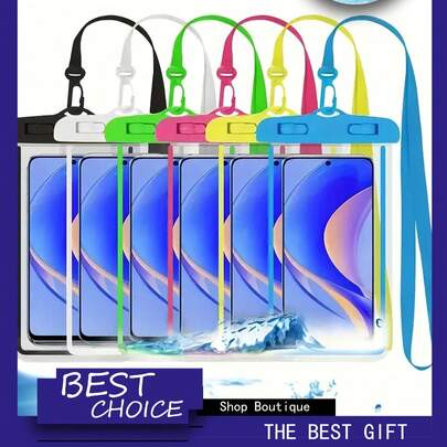 6PCs IPX8 Waterproof Phone Case Universal For Phone Waterproof Case IPX8 , Transparent Underwater Dry Bag For Swimming Diving Fishing Kayaking "Transparent Touchscreen Dry Bag For Beach Swimming Snorkeling"