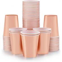 10pcs/20pcs/50pcs Rose Gold Foil Paper Cups Disposable Party Cup Party Supplies Disposable Party Cup For Hot Cold Drinks Tea Coffee Water Milk Juice Glitter Holographic Rose Gold Picnic Home Birthday Wedding Anniversary Christmas - Rose Gold - View 5