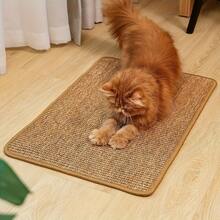 1pc Durable Sisal Cat Scratching Mat - Natural Horizontal Floor Pad For Indoor Cats, Protects Furniture & Easy To Clean, Random Color, Perfect For Claw Grinding And Relaxation - Multicolor - View 1