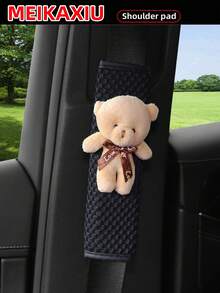 MEIKAXIU 1pc Cute Panda Rabbit Bear Design Breathable Massage Mesh Car Shoulder Seat Belt Cover, Women - one-size - View 10