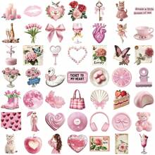50PCS Pink Stickers Aesthetic Coquette Stickers Pink Stickers Kawaii Stickers Stickers Art Stickers Graffiti Stickers Pop Culture Stickers For Laptop Skateboard Journal Notebooks Phone Cup Guitar Luggage Computer Fridge Desk