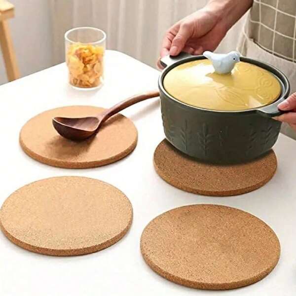 1pc Thick Round Soft Cork Heat Insulation Pad - Heat Resistant For Tableware, Cooking Utensils And Potplants, Perfect Home Decor - Suitable For Kitchen Countertop And Dining Table