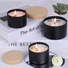 12 Peças Latas de Vela de 8 OZ e 12 Peças Latas de 4 OZ com Tampas de Metal com Textura de Madeira - Perfeito para Fabricação de Velas, Artes e Artesanato, Armazenamento
