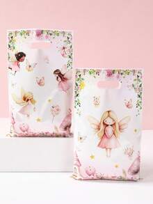 10 件粉色花仙子主题礼品袋，仙子独角兽风格储物袋，礼品包装用品，适用于派对装饰、生日装饰、婴儿淋浴装饰、性别揭示装饰、家居装饰、房间装饰、餐桌装饰、生日礼物、派对回礼、礼品包装用品