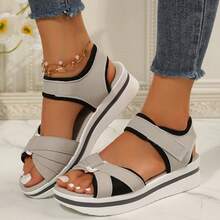 Women Summer Wedge Shoes Supportive Platform Sandals Lightweight And Comfortable - 灰色 - 查看 4