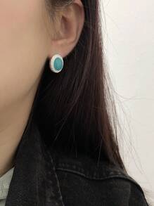 Juego de joyería de 3 piezas de Amazonita natural: collar, aretes y anillo de plata esterlina 925, estilo coreano minimalista, versátil para uso diario
