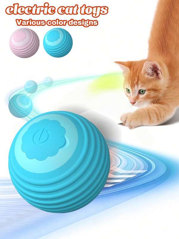 Juguete adorable con bola eléctrica y rodante para gatos - Bola interactiva y automática en movimiento aleatorio para gatos de interior aburridos, ejercicio y entrenamiento de gatitos