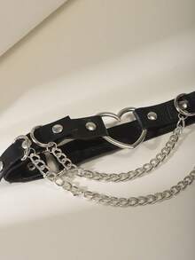 Heart Decor Thigh Garter - Black - View 2