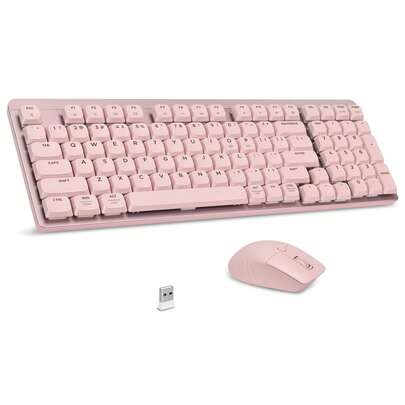  LeadsaiL FA98 Wireless Mechanical Keyboard And Mouse, 2.4Ghz Cordless Mechanical Keyboard And Silent Mouse, Low-Profile Red Switch, 98-Key Compact Slim 96% Keyboard For Windows/MacOS PC Laptop