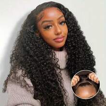 Glueless Wig 5x5 HD Transparent Lace Front Wigs Human Hair Deep Wave 13x4 Lace Front Wig 200% Density Pre Plucked Pre Cut Wigs For Women Natural Black Color, Comfort Fit For Daily Wear & Special Occasions Put On And Go Wig - Natural Black - 查看 3
