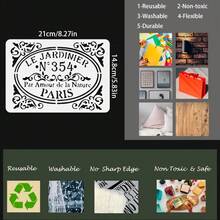 6 piezas de plantillas reutilizables de pintura en inglés - 8.27*5.83 pulgadas, adecuadas para pintar en piso, pared, azulejo, tela, muebles y otros materiales - Blanco - Ver 2