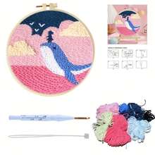 1 Set Beginner Embroidery Tool Kit, Includes Glass Embroidery Needles, Embroidery Hoop, Colorful Embroidery Floss And Craft Supplies, Suitable For Home Decor, Size: 20x20 Cm / 7.87x7.87 Inches - Multicolor - View 2