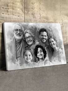 Catygift Pittura personalizzata in acquerello con foto e sfondo combinati, tela avvolta personalizzata, cartellone da parete, regalo artistico carino e pensieroso per la famiglia, multifunzionale, colorato, moderno, personalizzato, unico, regalo ideale per lui, lei, ragazzo, papà, ragazza, mamma, famiglia, amici, tea room, casa, giardino, ufficio, per anniversari, San Valentino, festa della mamma, compleanni, festa del papà, laurea, matrimoni, inaugurazione casa, decorazione per la casa