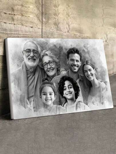 Catygift Customized Watercolor Painting Combining Photo And Background, Personalized Canvas Art, Poster Wall Decor, Thoughtful Artistic Gift, Multifunctional, Ideal Gift For Him, Also Suitable For Her, Boyfriend, Dad, Girlfriend, Mom, Family, Friends, Applicable For Tea Room, Home, Garden, Office, Suitable For Anniversary