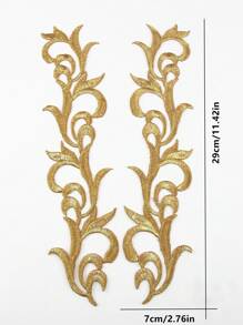 2 pièces Appliqués de fleurs en tissu brodé doré creux avec dos adhésif, accessoires vestimentaires