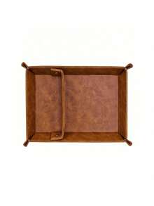 1PC PU Leather Foldable Jewelry Box & Desk Organizer Tray – Creative Storage Box For Earrings, Rings, Keys, Remote, Small Items | Jewelry Organiser & Decorative Home Accessories Holdersummer Storage Organizer Gift Back To School - Multicolor - View 5