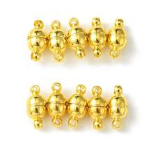 10SETS Round Brass Magnetic Clasps With Loops, N35 Grade Strong Magnet, Oval, Nickel Free, 11x5mm, Hole: 1mm - 10sets - View 4