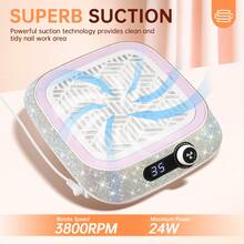 CHRISTINE SHELLY Nail Dust Collector, Powerful Vacuum Fan And Nail Dust Collector Quiet, Professional Salons&Home Use Dust Collector Nail Tech With Reusable Filter And 30pcs Nonwoven Filter And 1pcs Dusting Brush, AB Diamond - 白色 - 查看 2
