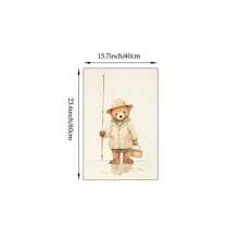 1 pieza Cuadro de arte de pared de oso de peluche de pesca, impresión de oso de peluche en lienzo para decoración de guardería, póster de pesca, decoración de habitación para niños o dormitorio, regalo para ella, sin marco o con marco