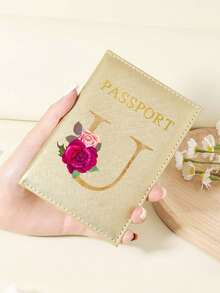 1 件 A-Z 26 个字母时尚字母印花时尚勃艮第护照夹，高品质 PU 皮革护照钱包，带卡槽，可存放信用卡、登机牌和身份证，紧凑型旅行必需品整理器，适合女性、男性和学生 - 酒紅色 - 查看 79